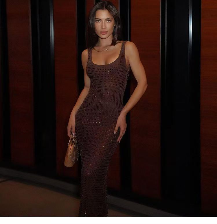 Bright silk backless dress