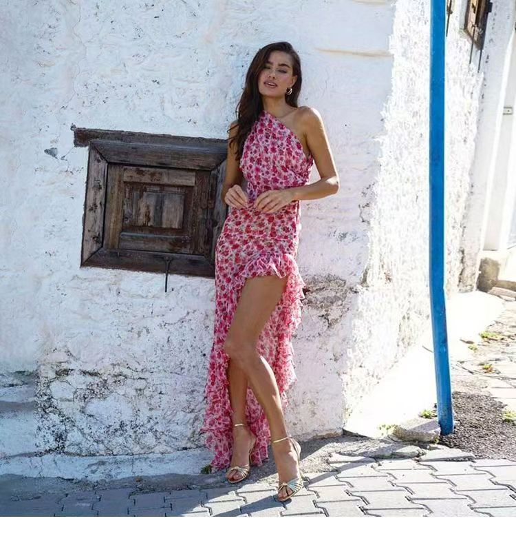 Floral cross-neck dress