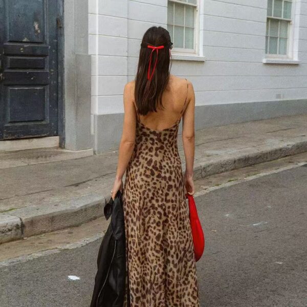 Leopard print dress, slim dress - 图片 4