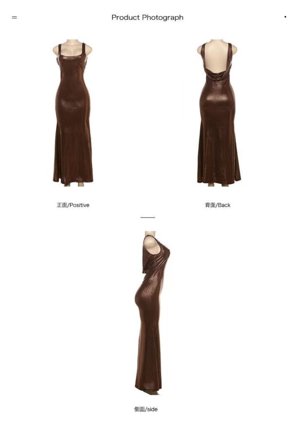 Bright silk backless dress - 图片 3