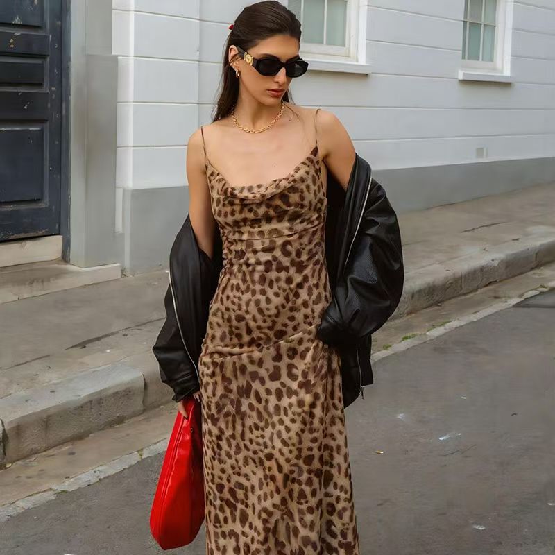 Leopard print dress, slim dress