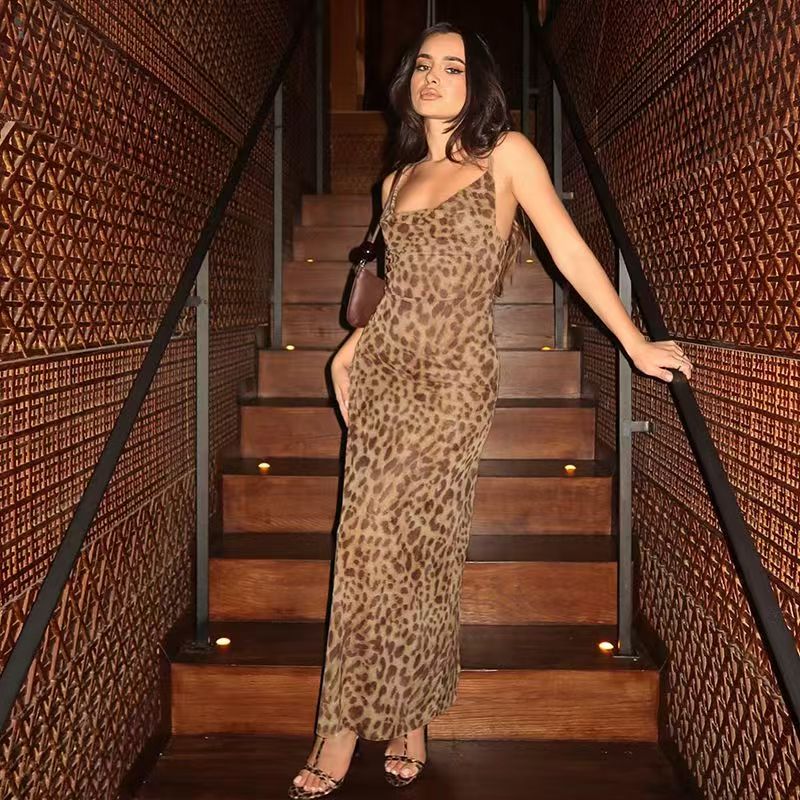 Leopard print dress, slim dress
