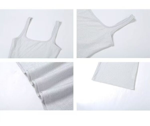 Sequined halter dress with square neck - 图片 18