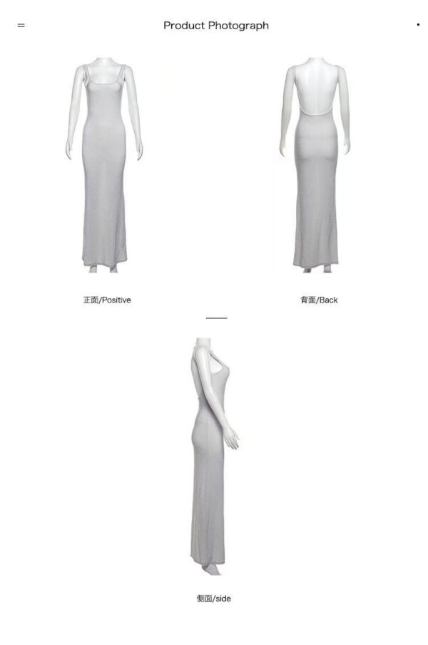 Sequined halter dress with square neck - 图片 19